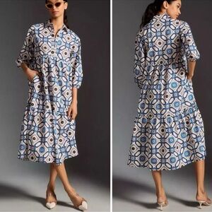 Anthropologie Maeve Bettina tiered shirt dress. Size M